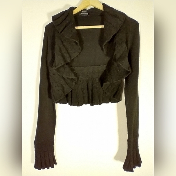 90's Y2K Luciano Dante Vintage Retro Bell Sleeve Cardigan Black Fairy Grunge M - Picture 4 of 10